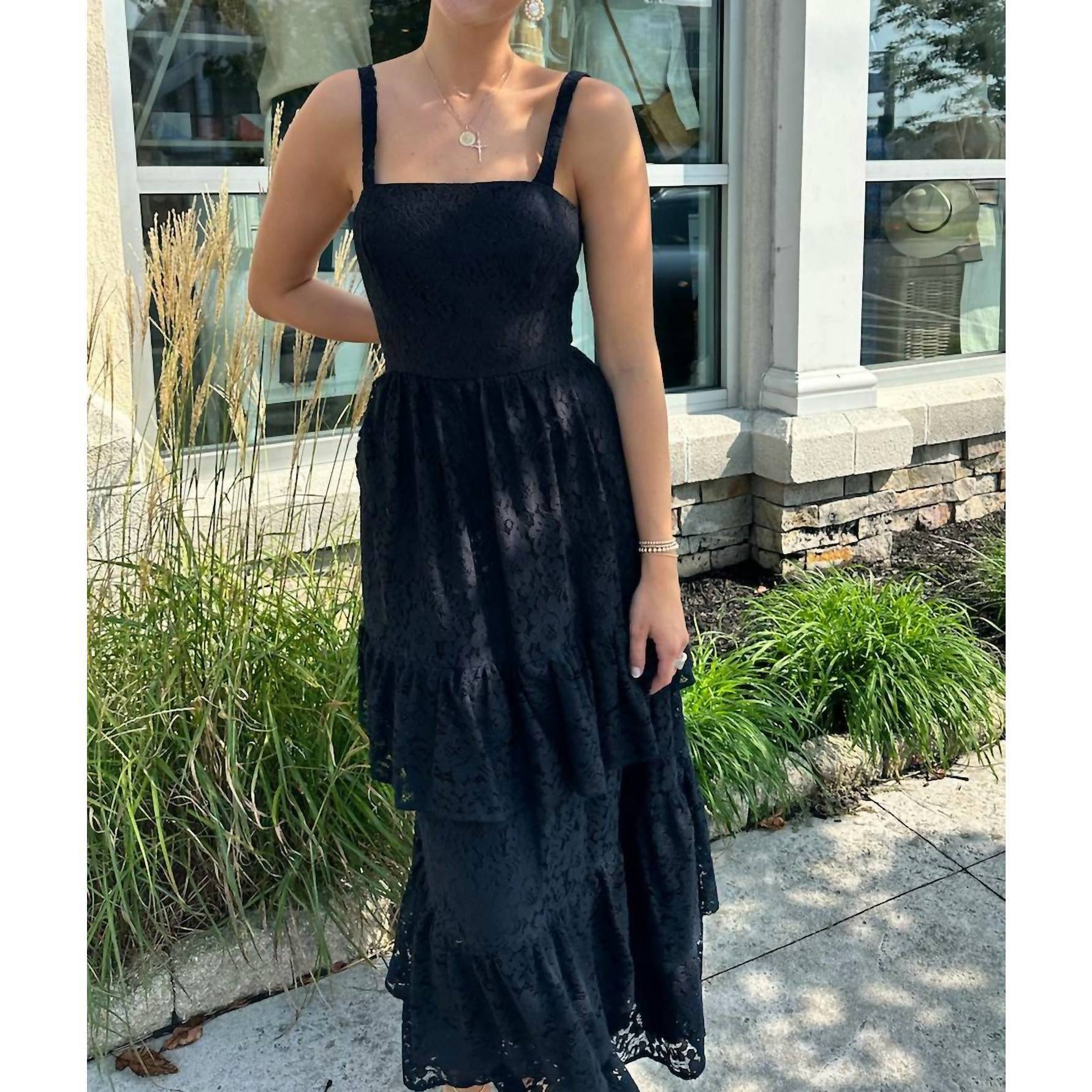 New Corey Lynn Calter Marisol Ruffled Tiered Dress In Black